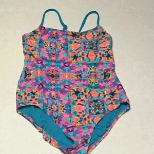 COASTAL BLUE Full Coverage Cross Back Swimsuit